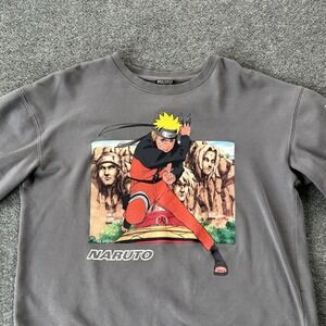 Naruto Sweatshirt Mens‎ Large Grey Crew Neck Anime Graphic Box Lunch